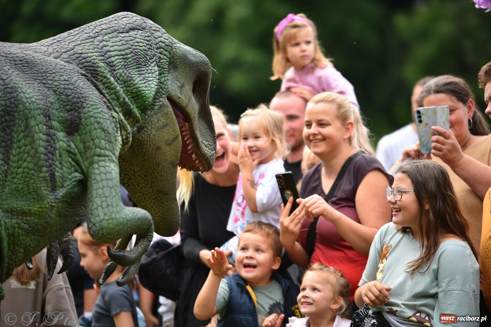 Zdjęcie w galerii na portalu naszraciborz.pl: Dinozaur na bulwarach i bańkowa kraina zabawy ze smokiem Edziem w Raciborzu wiadomości z regionu