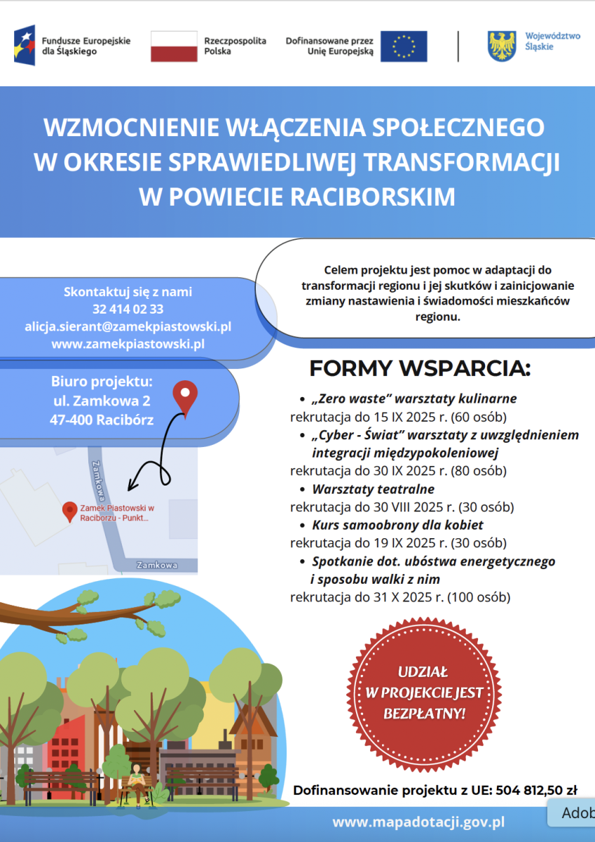 Zdjęcie w galerii na portalu naszraciborz.pl: Nowy projekt wspierający mieszkańców w okresie sprawiedliwej transformacji - Zamek Piastowski rekrutuje wiadomości z regionu
