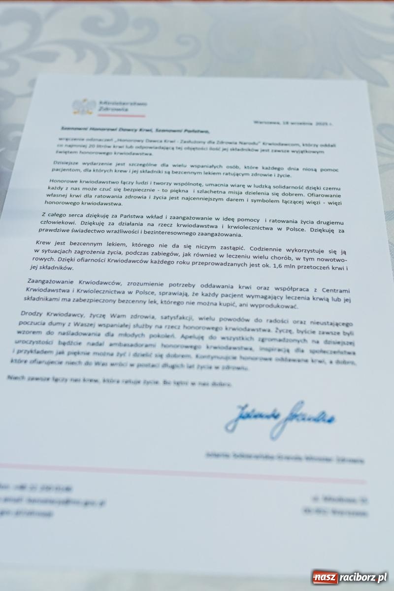 Zdjęcie w galerii na portalu naszraciborz.pl: Wielki szacunek. Dawcy krwi uhonorowani w Raciborzu [FOTO i WIDEO] wiadomości z regionu