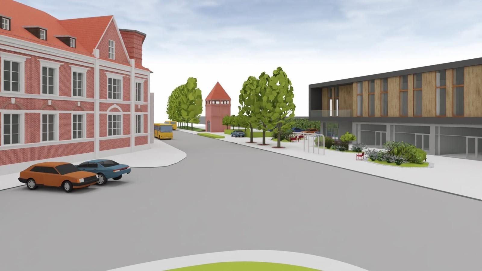 Zdjęcie w galerii na portalu naszraciborz.pl: Donice i drzewa przed dworcem PKP w Raciborzu. Radny pokazuje jak miało być i pyta o koszty wiadomości z regionu