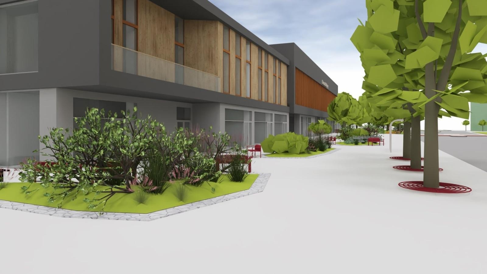 Zdjęcie w galerii na portalu naszraciborz.pl: Donice i drzewa przed dworcem PKP w Raciborzu. Radny pokazuje jak miało być i pyta o koszty wiadomości z regionu