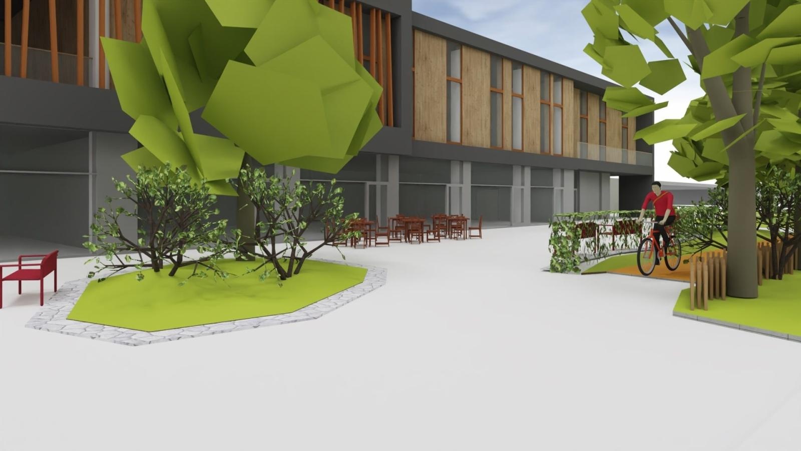 Zdjęcie w galerii na portalu naszraciborz.pl: Donice i drzewa przed dworcem PKP w Raciborzu. Radny pokazuje jak miało być i pyta o koszty wiadomości z regionu