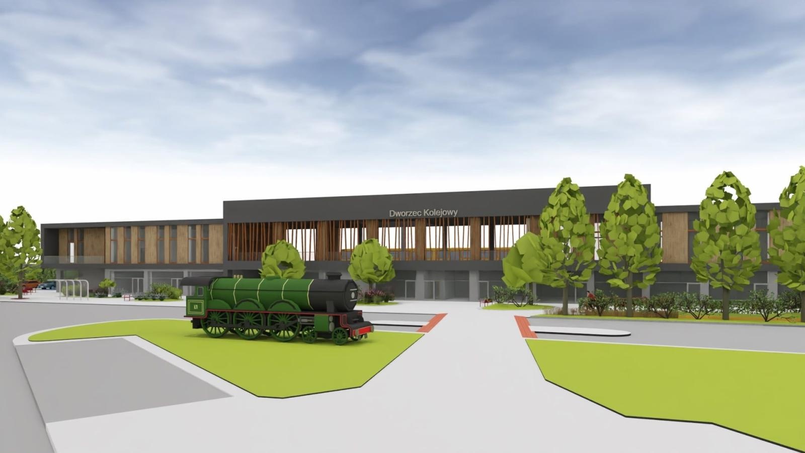 Zdjęcie w galerii na portalu naszraciborz.pl: Donice i drzewa przed dworcem PKP w Raciborzu. Radny pokazuje jak miało być i pyta o koszty wiadomości z regionu