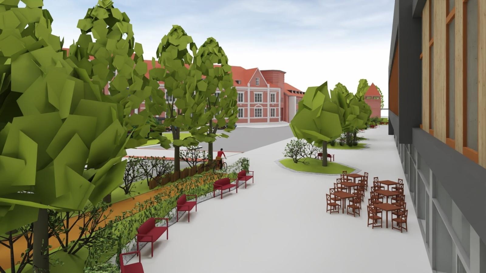 Zdjęcie w galerii na portalu naszraciborz.pl: Donice i drzewa przed dworcem PKP w Raciborzu. Radny pokazuje jak miało być i pyta o koszty wiadomości z regionu