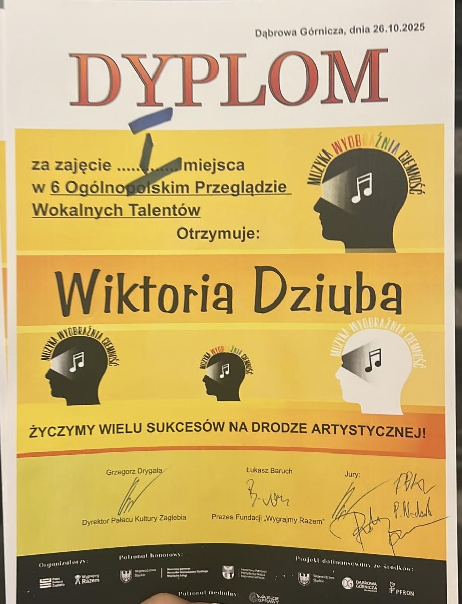 Zdjęcie w galerii na portalu naszraciborz.pl: Dwa wokalne sukcesy Wiktorii Dziuby wiadomości z regionu
