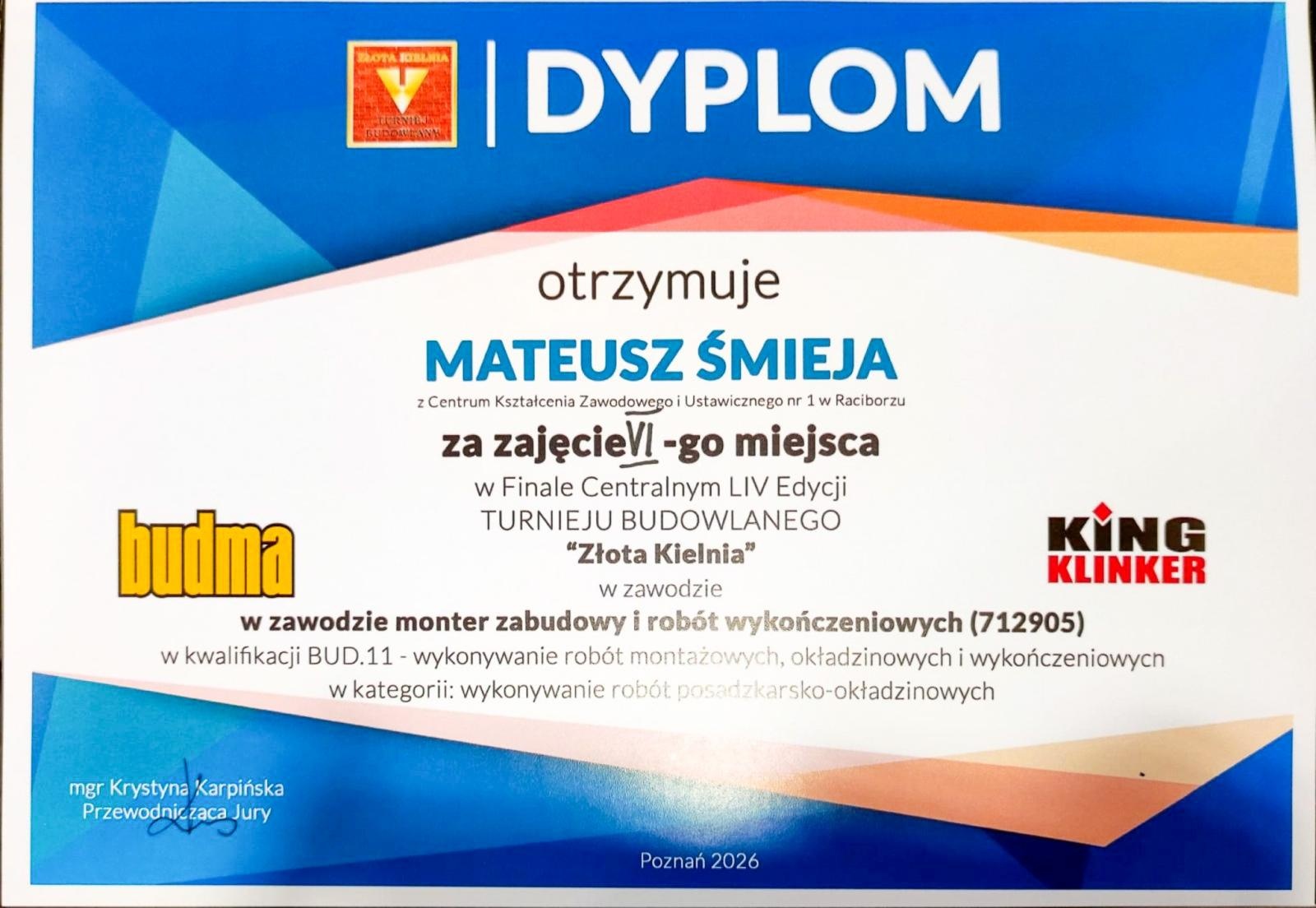 Zdjęcie w galerii na portalu naszraciborz.pl: Uczniowie z Raciborza w finale Turnieju Budowlanego Złota Kielnia – Poznań 2026 wiadomości z regionu