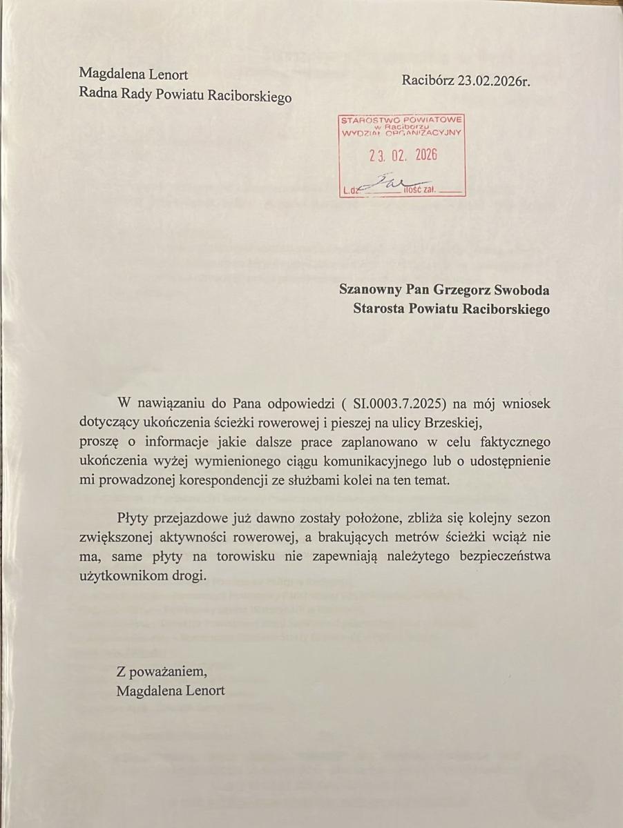 Zdjęcie w galerii na portalu naszraciborz.pl: Czy na Brzeskiej musi dojść do tragedii? Radna i mieszkańcy walczą o dokończenie ścieżki rowerowej wiadomości z regionu