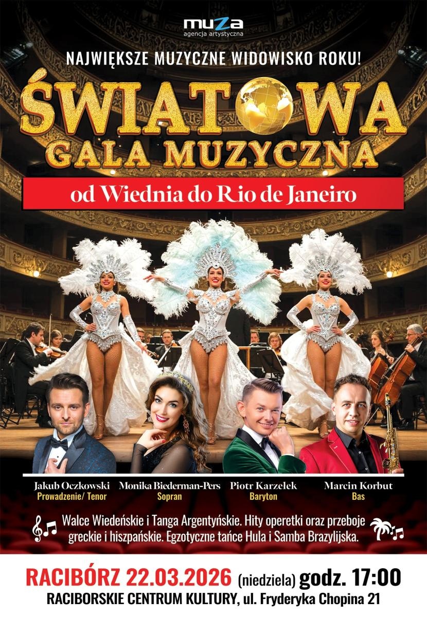 Zdjęcie w galerii na portalu naszraciborz.pl: Światowa Gala Muzyczna – Od Wiednia Do Rio De Janeiro. Największe muzyczne widowisko roku już 22 marca w Raciborskim Centrum Kultury! wiadomości z regionu