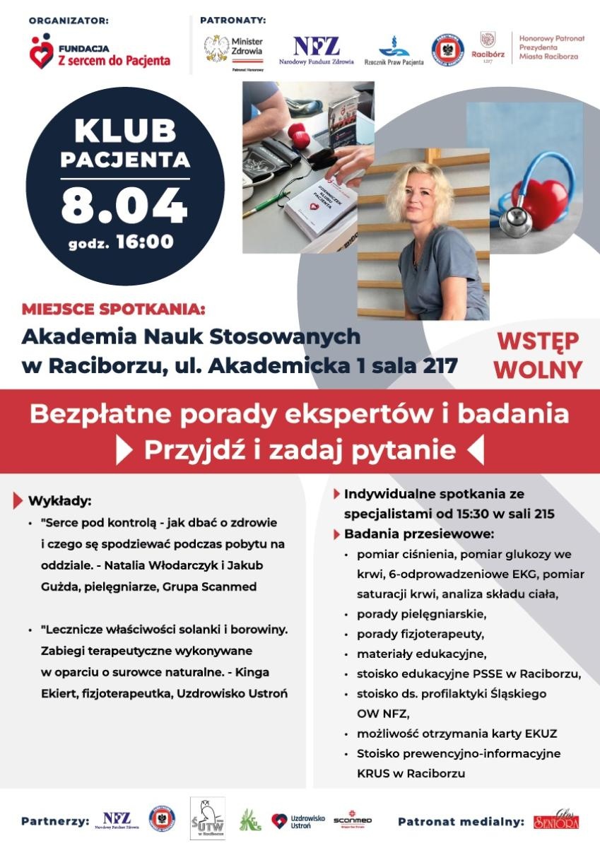 Zdjęcie w galerii na portalu naszraciborz.pl: Fundacja Z sercem do Pacjenta zaprasza na Klub Pacjenta w Raciborzu! wiadomości z regionu