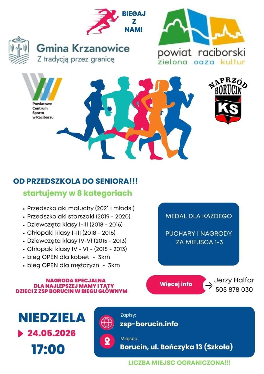 Zdjęcie w galerii na portalu naszraciborz.pl: Biegowa niedziela w Borucinie: Od przedszkolaka do seniora wiadomości z regionu