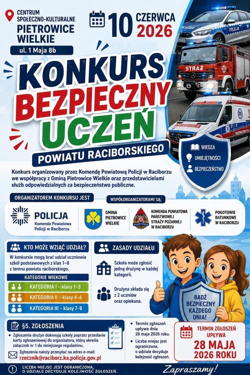 Zdjęcie w galerii na portalu naszraciborz.pl: Rusza konkurs Bezpieczny Uczeń Powiatu Raciborskiego wiadomości z regionu