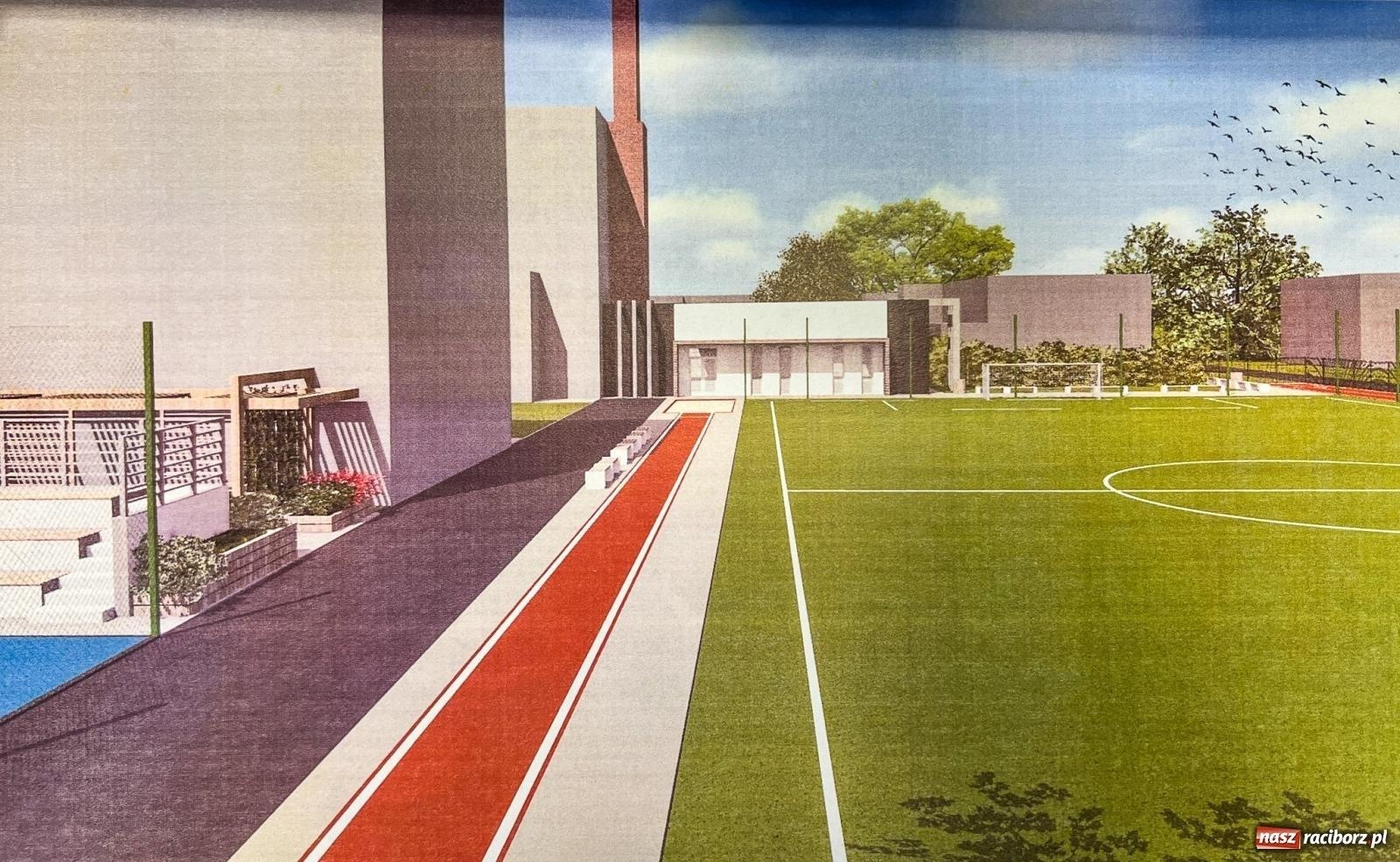 Zdjęcie w galerii na portalu naszraciborz.pl: Teren wokół II LO to dziś plac budowy. Powstaje nowoczesna infrastruktura sportowa wiadomości z regionu