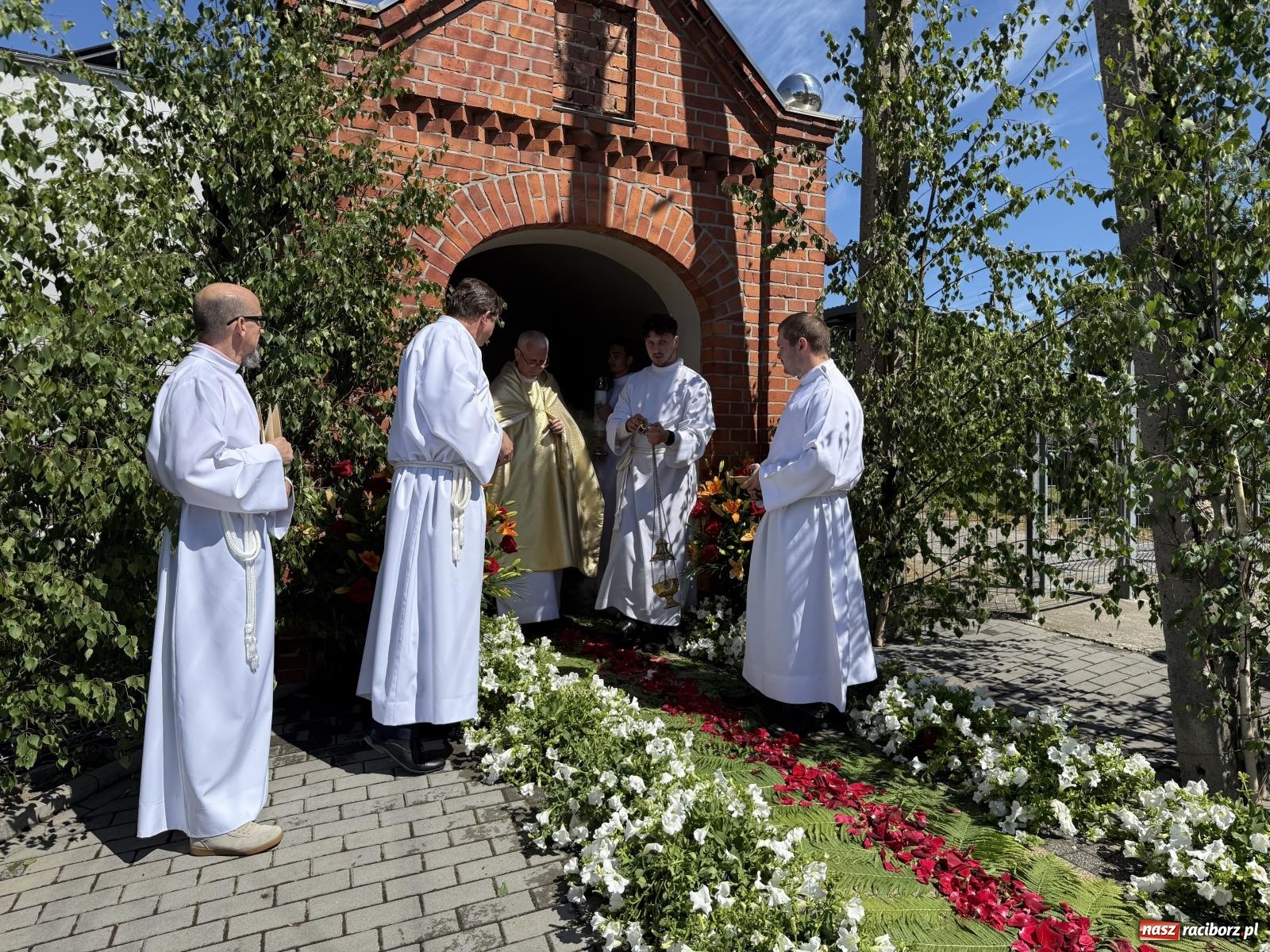 Zdjęcie w galerii na portalu naszraciborz.pl: Tłumy na procesji Bożego Ciała w Brzeziu. Na drodze Najświętszego Sakramentu prawdziwe dzieła sztuki wiadomości z regionu