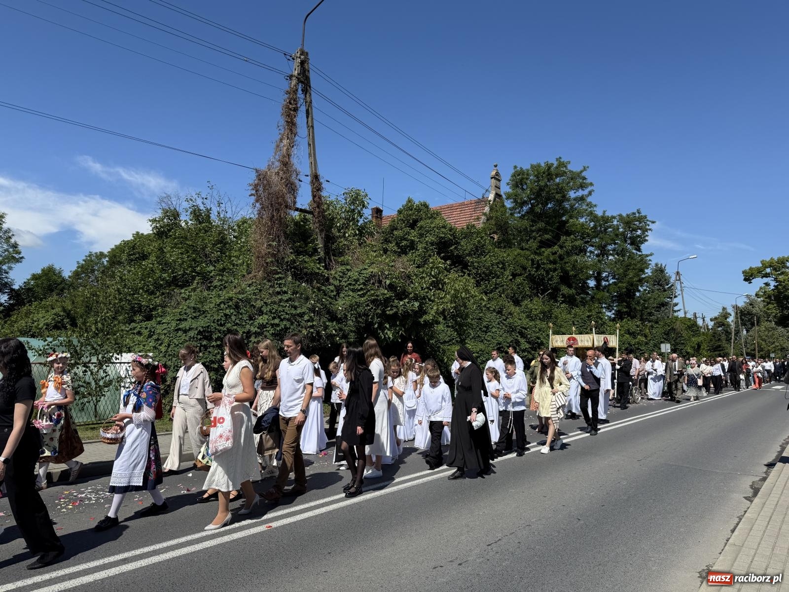 Zdjęcie w galerii na portalu naszraciborz.pl: Tłumy na procesji Bożego Ciała w Brzeziu. Na drodze Najświętszego Sakramentu prawdziwe dzieła sztuki wiadomości z regionu