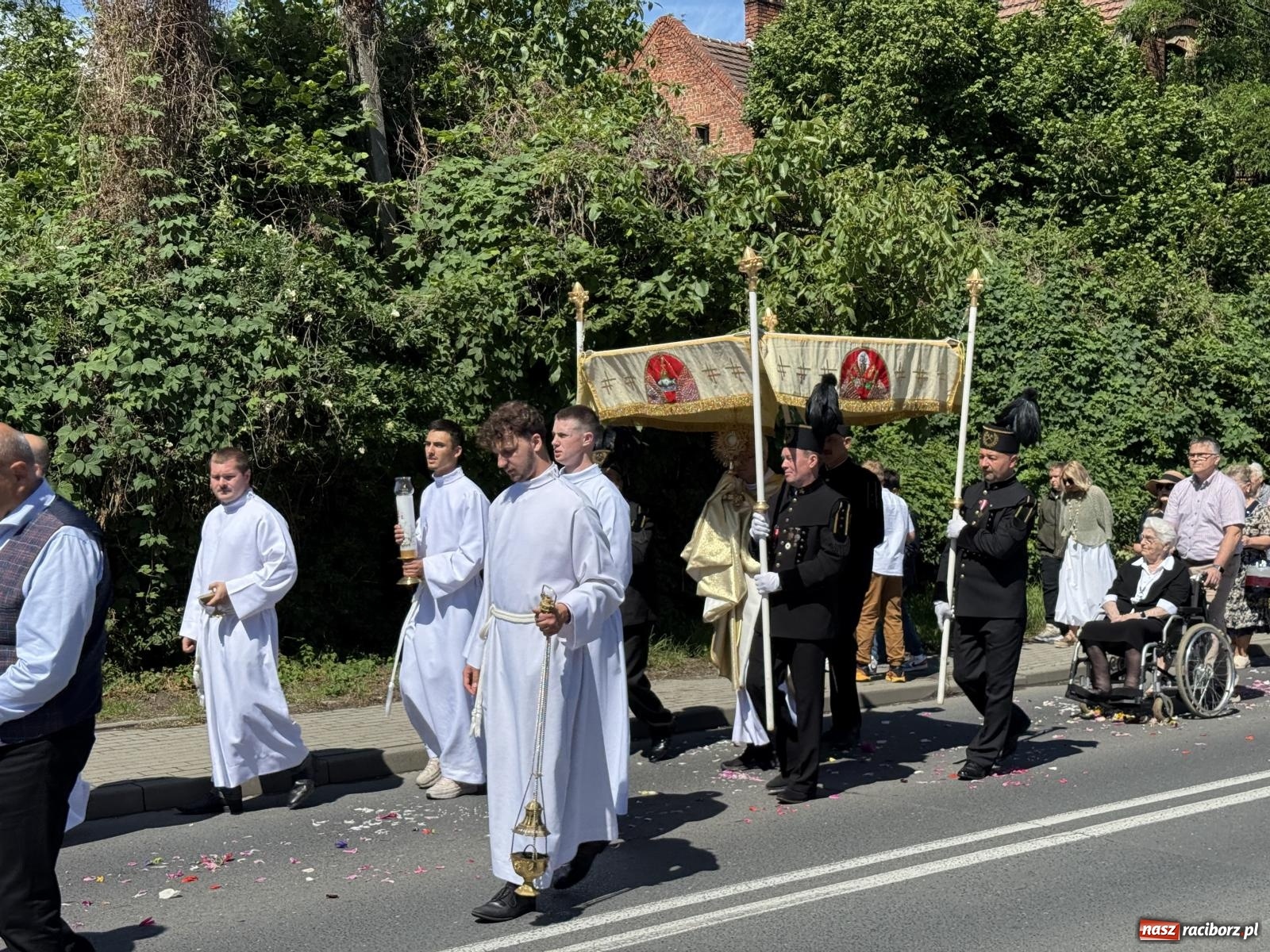 Zdjęcie w galerii na portalu naszraciborz.pl: Tłumy na procesji Bożego Ciała w Brzeziu. Na drodze Najświętszego Sakramentu prawdziwe dzieła sztuki wiadomości z regionu