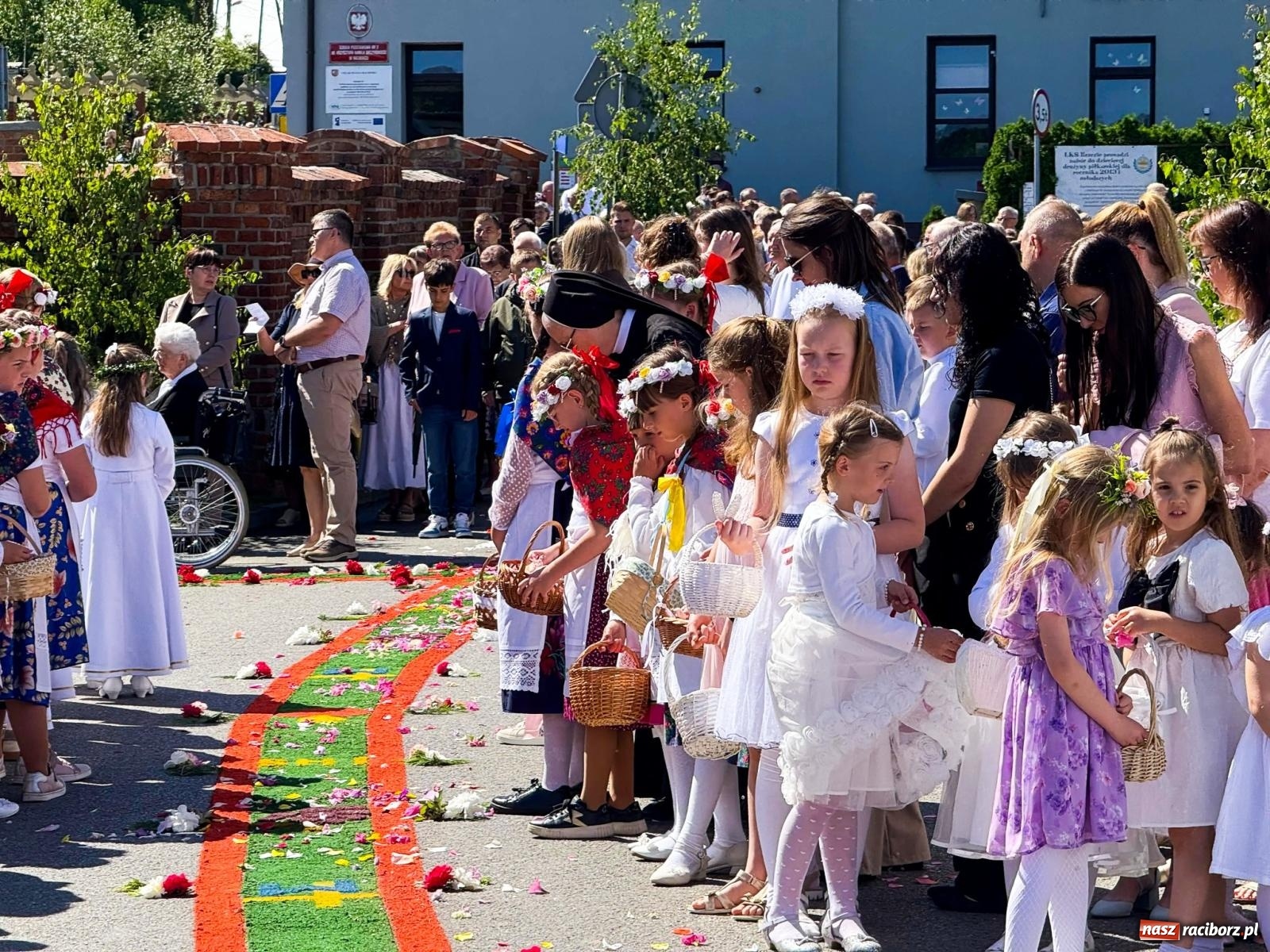 Zdjęcie w galerii na portalu naszraciborz.pl: Tłumy na procesji Bożego Ciała w Brzeziu. Na drodze Najświętszego Sakramentu prawdziwe dzieła sztuki wiadomości z regionu