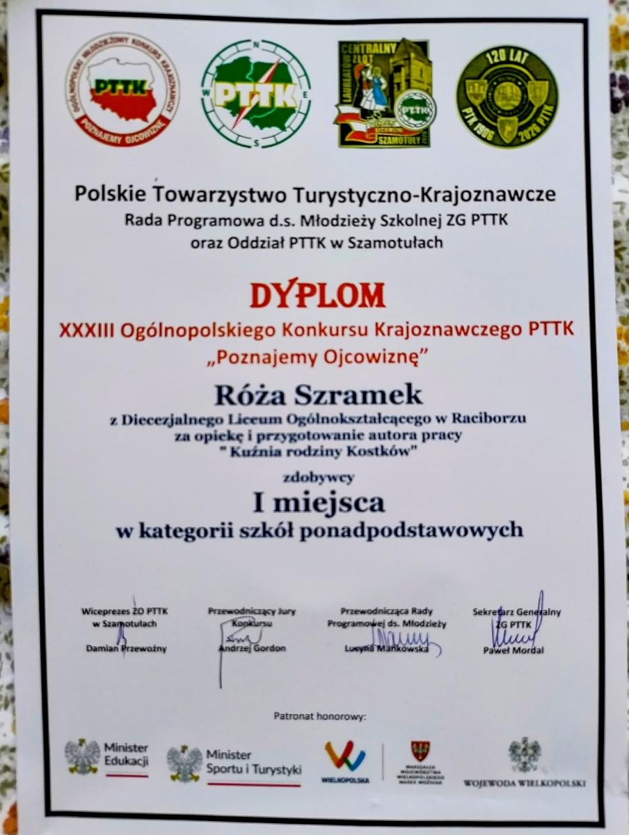 Zdjęcie w galerii na portalu naszraciborz.pl: Uczeń DLO w Raciborzu laureatem I miejsca XXXIII Ogólnopolskiego Młodzieżowego Konkursu Krajoznawczego Poznajemy Ojcowiznę wiadomości z regionu