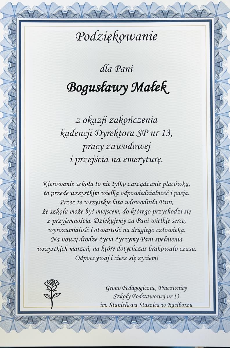 Zdjęcie w galerii na portalu naszraciborz.pl: Pożegnanie wieloletniej dyrektorki Szkoły Podstawowej nr 13 w Raciborzu wiadomości z regionu