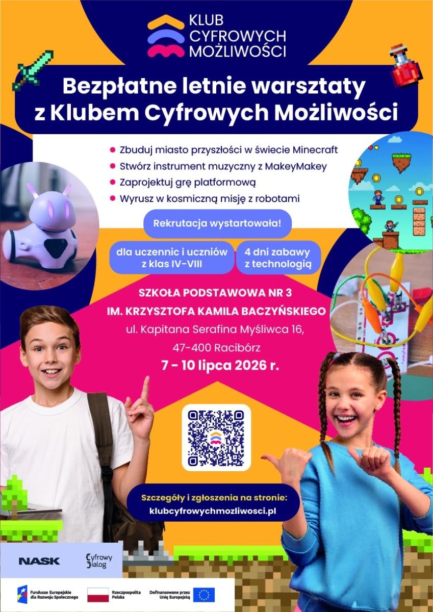 Zdjęcie w galerii na portalu naszraciborz.pl: Bezpłatne półkolonie z Klubem Cyfrowych Możliwości w Raciborzu wiadomości z regionu