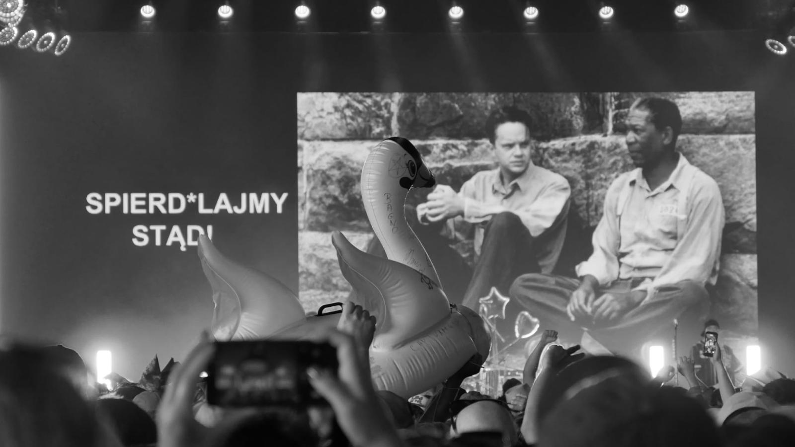 Zdjęcie w galerii na portalu naszraciborz.pl: Racibórz na Pol'and'Rock Festival w czarno-białym kadrze wiadomości z regionu