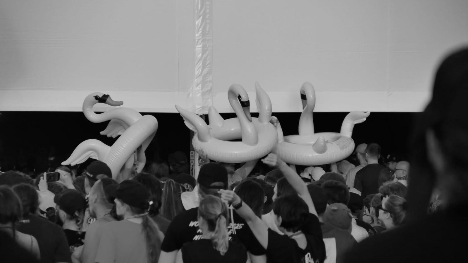 Zdjęcie w galerii na portalu naszraciborz.pl: Racibórz na Pol'and'Rock Festival w czarno-białym kadrze wiadomości z regionu