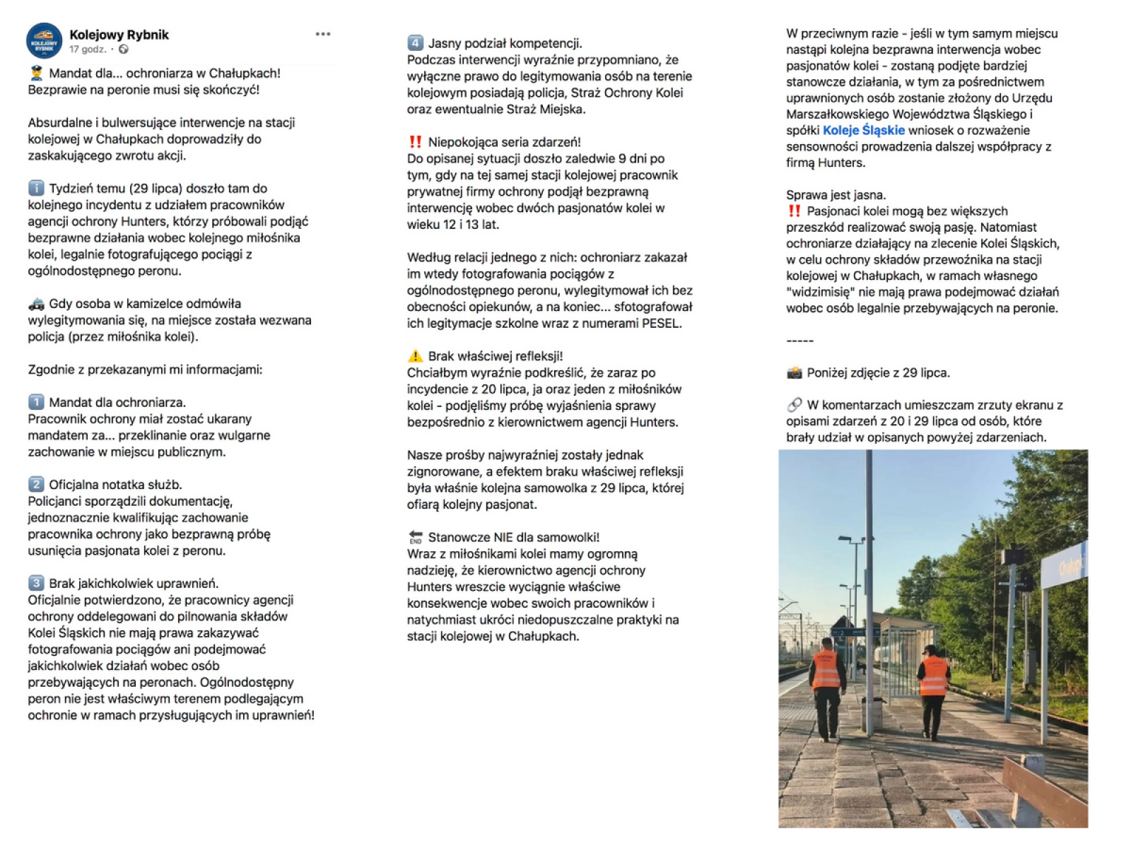 Zdjęcie w galerii na portalu naszraciborz.pl: Policja dementuje nieprawdziwe informacje dotyczące działań na stacji kolejowej w Chałupkach. Apel o rozsądek w sieci wiadomości z regionu