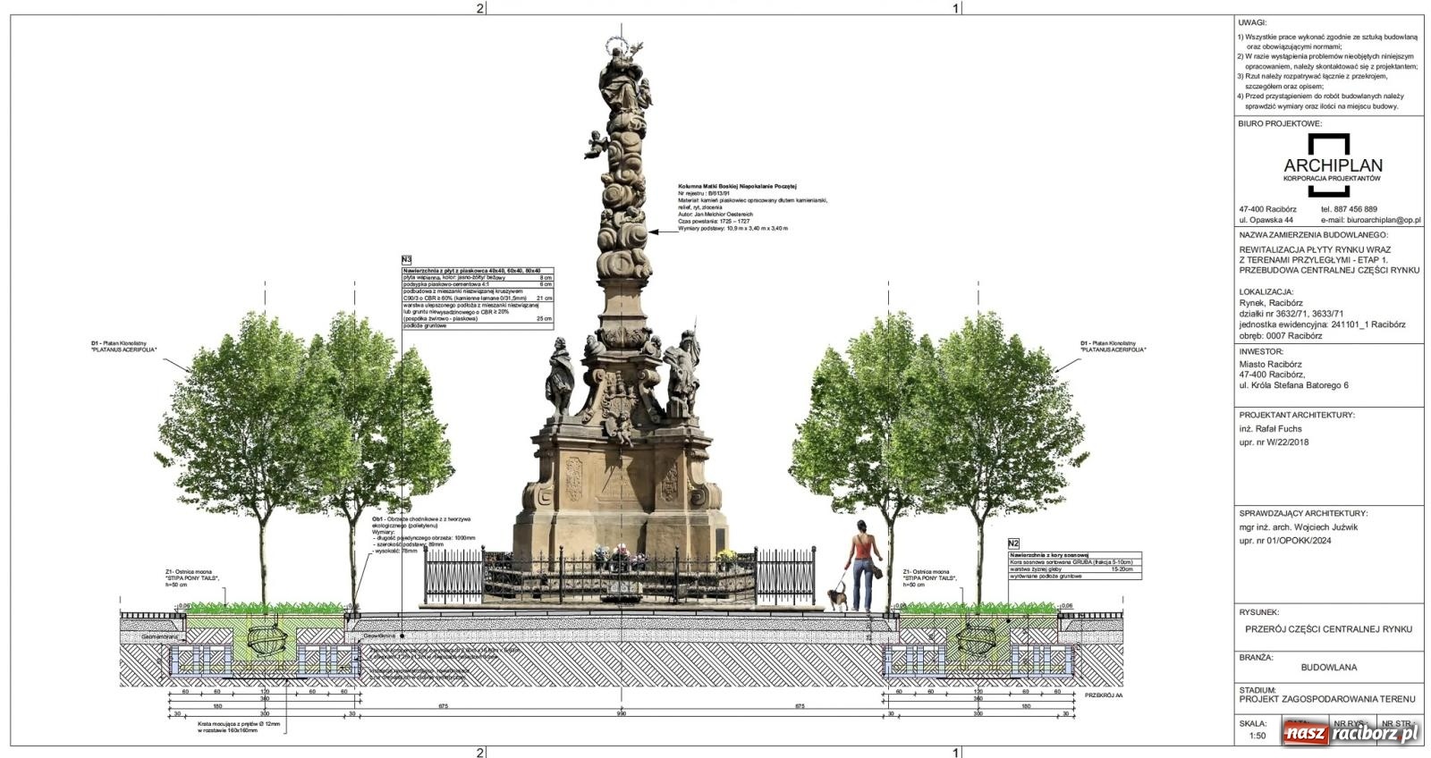 Zdjęcie w galerii na portalu naszraciborz.pl: Pierwsze efekty rewitalizacji raciborskiego Rynku. Odsłonięto teren wokół Kolumny Maryjnej [FOTO] wiadomości z regionu