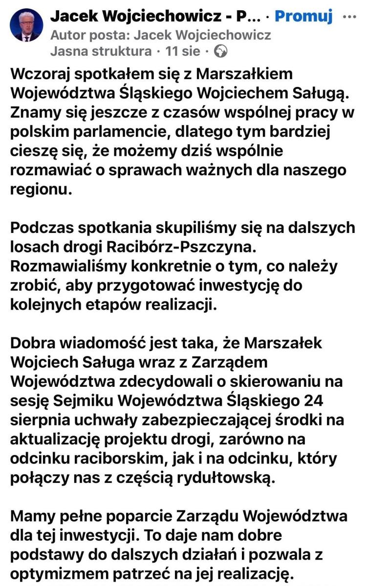 Zdjęcie w galerii na portalu naszraciborz.pl: Regionalna Droga Racibórz–Pszczyna. Miasto wyjaśnia, na jakim etapie jest inwestycja i kwestia jej finansowania wiadomości z regionu