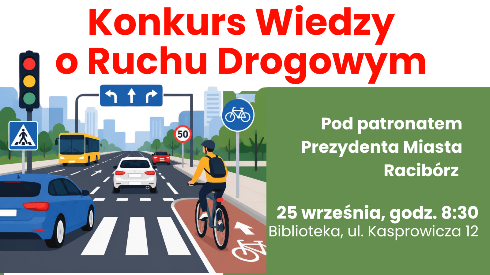 Zdjęcie w galerii na portalu naszraciborz.pl: XVIII Konkurs Wiedzy o Ruchu Drogowym już 25 września w bibliotece wiadomości z regionu