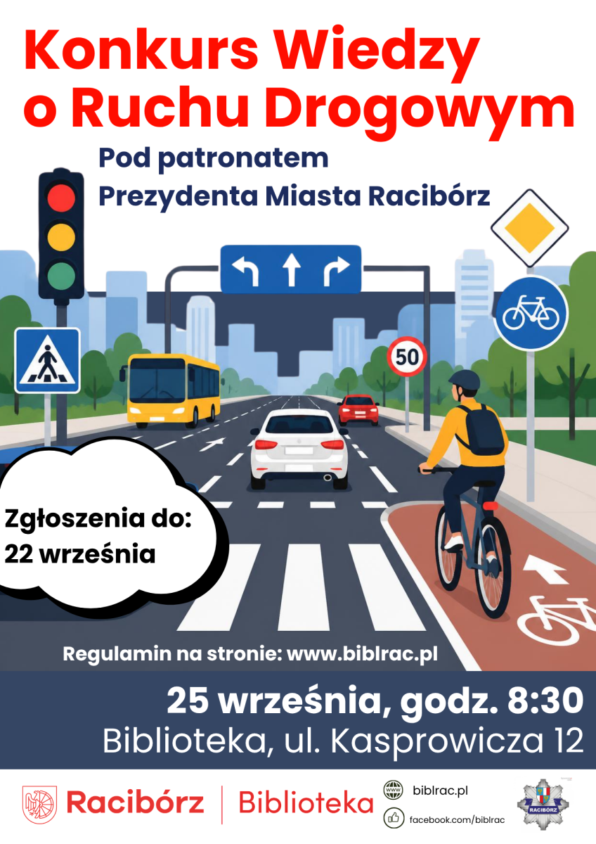 Zdjęcie w galerii na portalu naszraciborz.pl: XVIII Konkurs Wiedzy o Ruchu Drogowym już 25 września w bibliotece wiadomości z regionu