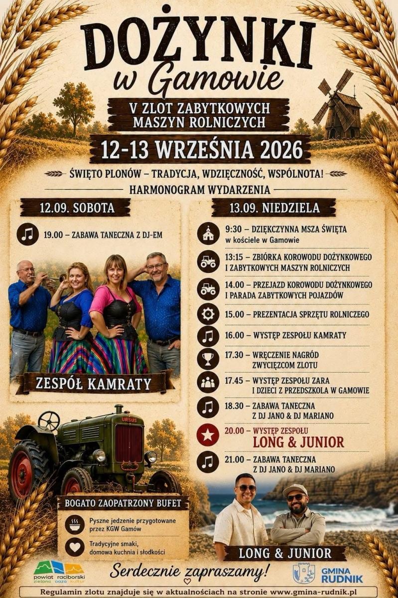 Zdjęcie w galerii na portalu naszraciborz.pl: Dożynki w Gamowie i V Zlot Zabytkowych Maszyn Rolniczych już w połowie września wiadomości z regionu