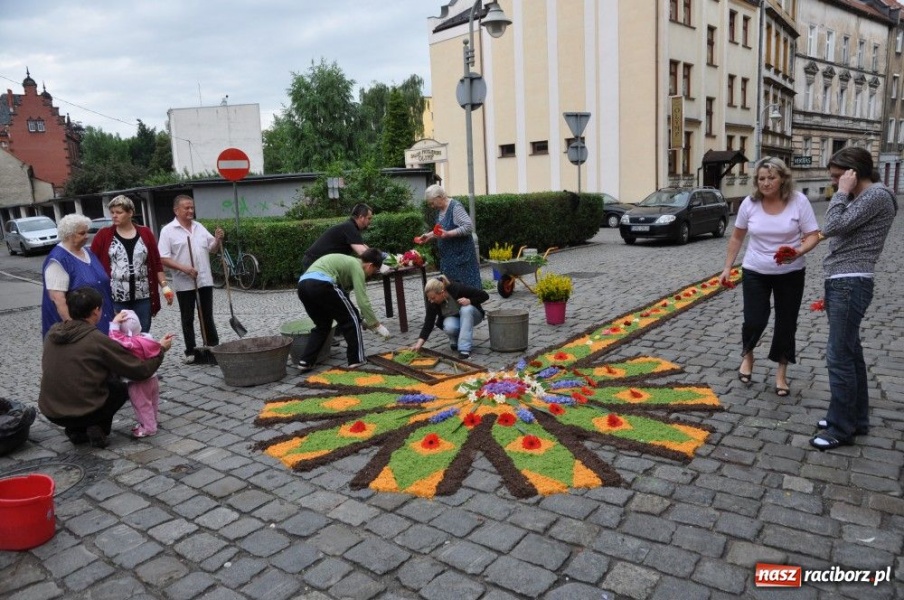 Zdjęcie w galerii na portalu naszraciborz.pl: Od świtu układają dywany z kwiatów wiadomości z regionu