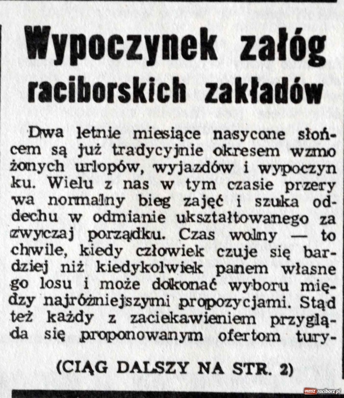 Zdjęcie w galerii na portalu naszraciborz.pl:  Pierwsze wakacje w demokracji wiadomości z regionu