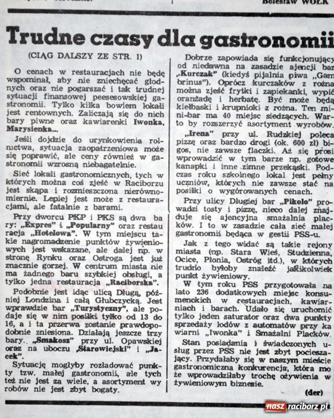 Zdjęcie w galerii na portalu naszraciborz.pl: Problemy raciborskiej gastronomii wiadomości z regionu