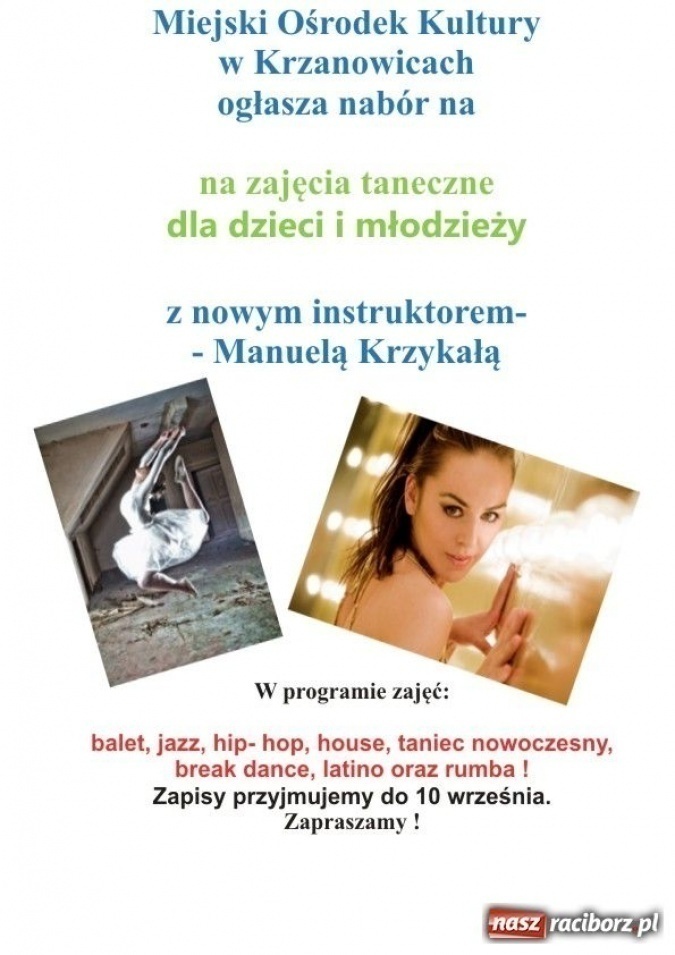 Zdjęcie w galerii na portalu naszraciborz.pl: Nabór na zajęcia taneczne wiadomości z regionu