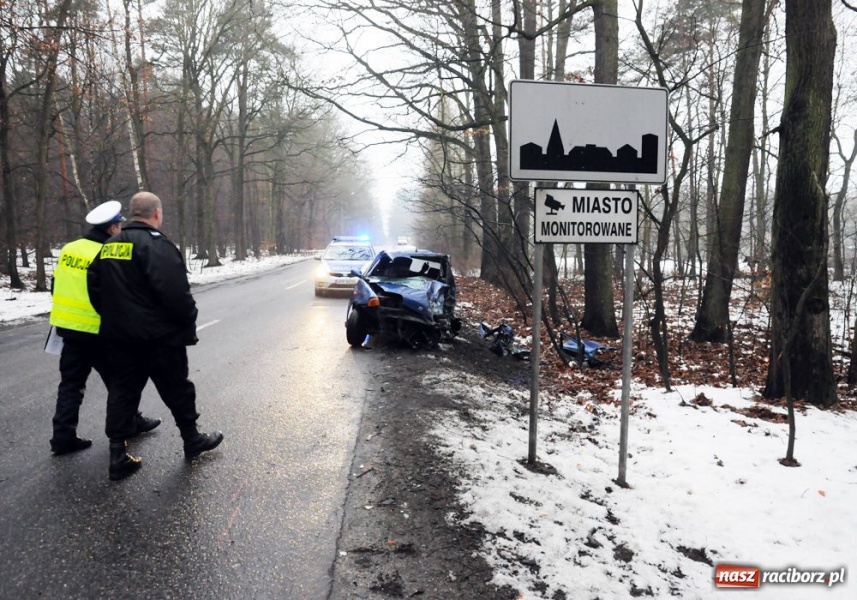 Zdjęcie w galerii na portalu naszraciborz.pl: Czołowe zderzenie na trasie Kuźnia-Rudy wiadomości z regionu