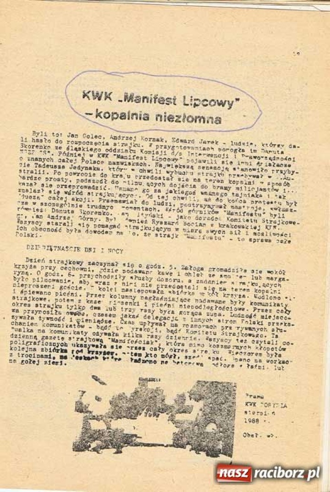 Zdjęcie w galerii na portalu naszraciborz.pl: Dlaczego ukrywana jest prawda o sierpniu 88? wiadomości z regionu