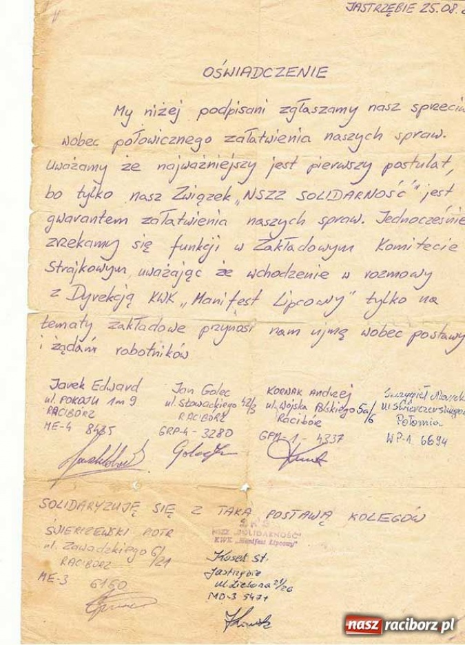 Zdjęcie w galerii na portalu naszraciborz.pl: Dlaczego ukrywana jest prawda o sierpniu 88? wiadomości z regionu