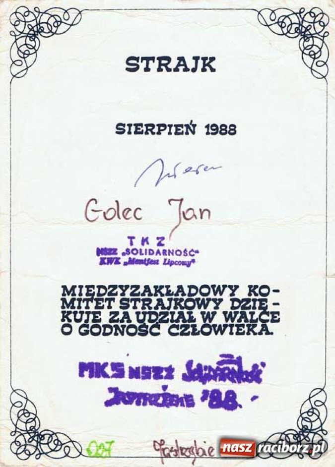 Zdjęcie w galerii na portalu naszraciborz.pl: Dlaczego ukrywana jest prawda o sierpniu 88? wiadomości z regionu
