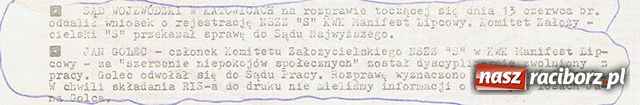 Zdjęcie w galerii na portalu naszraciborz.pl: Dlaczego ukrywana jest prawda o sierpniu 88? wiadomości z regionu