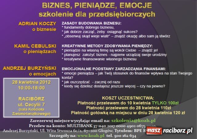 Zdjęcie w galerii na portalu naszraciborz.pl: Konferencja nt. Biznes, pieniądze, emocje wiadomości z regionu