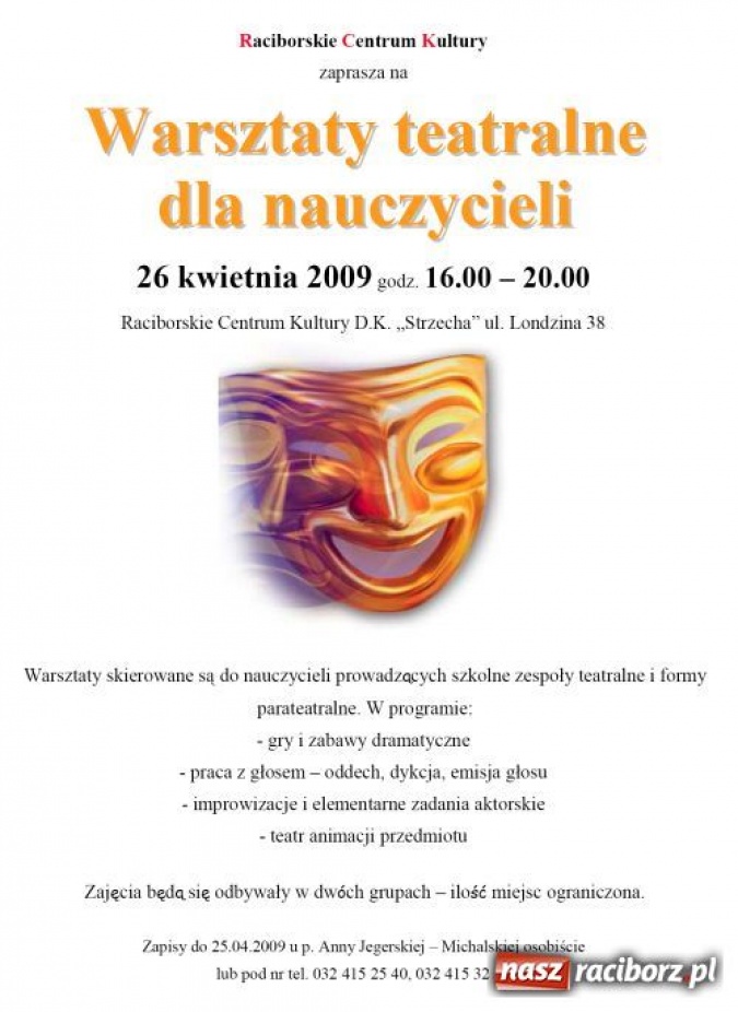 Zdjęcie w galerii na portalu naszraciborz.pl: Warsztaty dla nauczycieli - ZMIANA TERMINU wiadomości z regionu