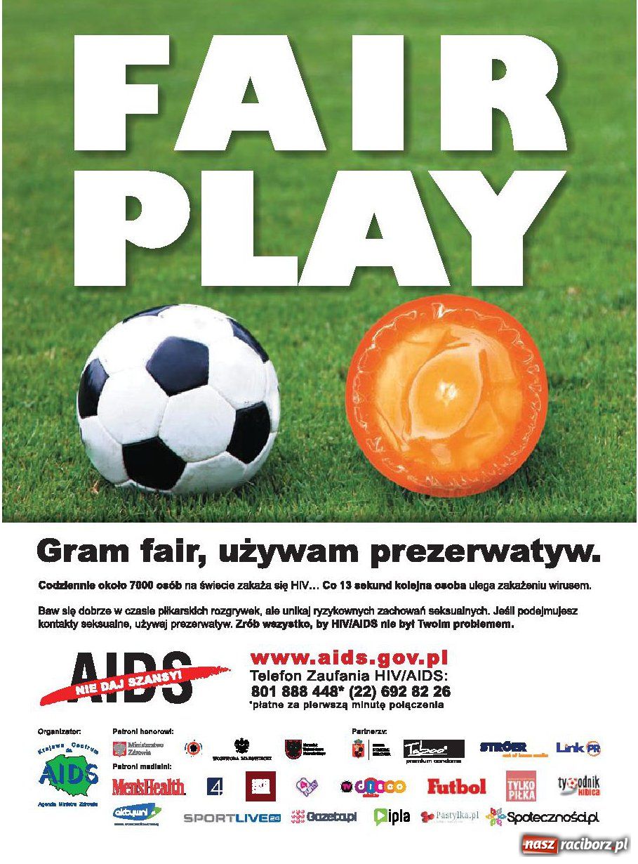 Zdjęcie w galerii na portalu naszraciborz.pl: FAIR PLAY - kampania Krajowego Centrum ds. AIDS wiadomości z regionu