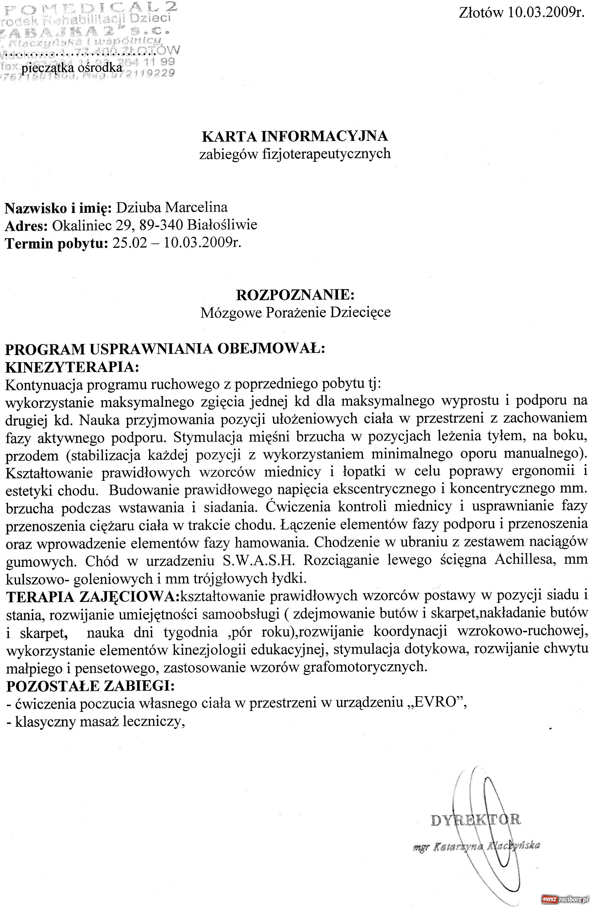 Zdjęcie w galerii na portalu naszraciborz.pl: Prośba o finansowe wsparcie dla Marcelinki wiadomości z regionu