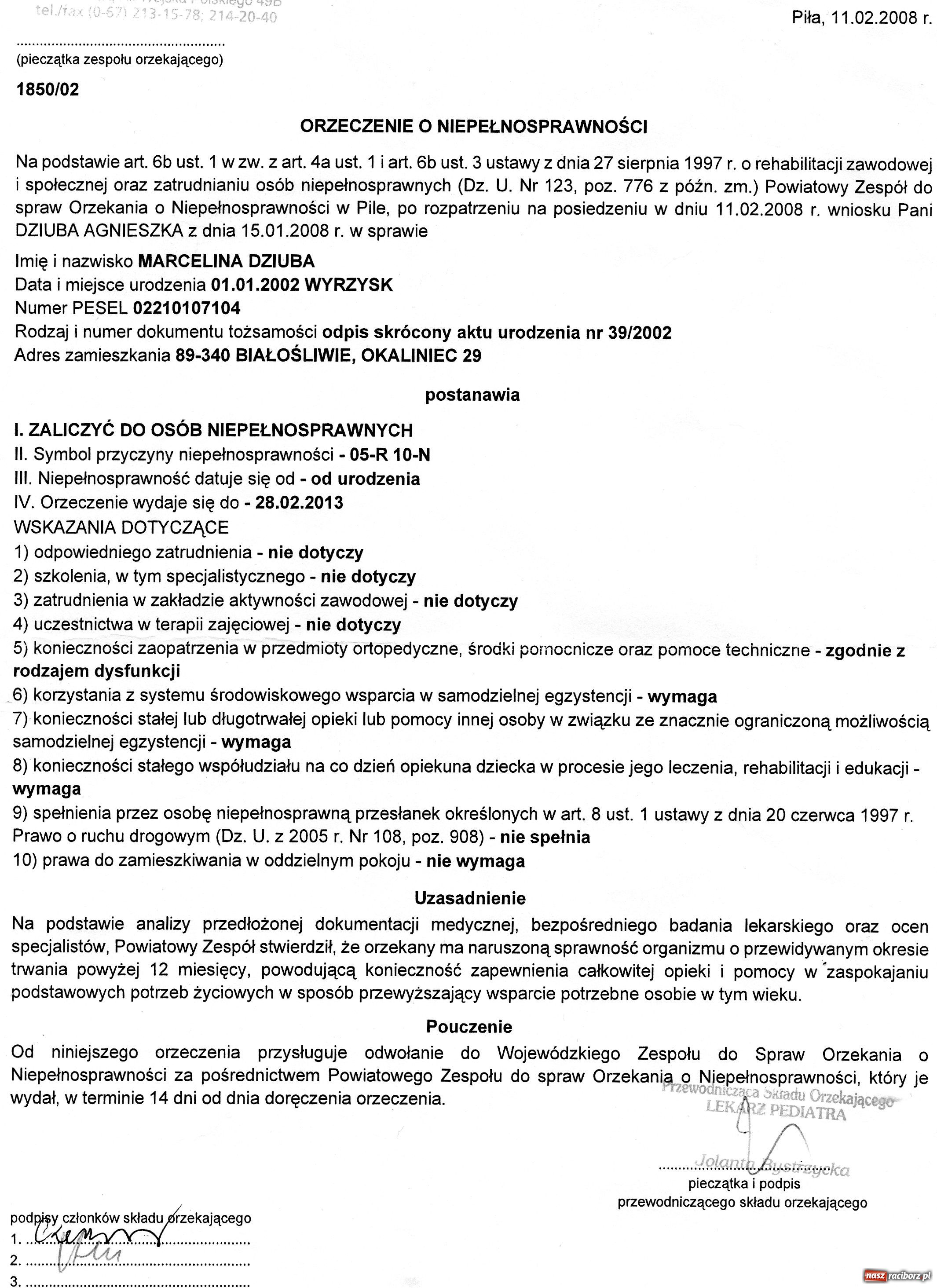 Zdjęcie w galerii na portalu naszraciborz.pl: Prośba o finansowe wsparcie dla Marcelinki wiadomości z regionu