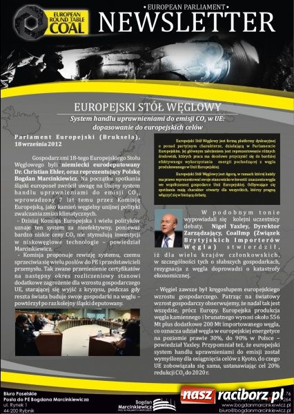 Zdjęcie w galerii na portalu naszraciborz.pl: Europejski Okrągły Stół ds. węgla - biuletyn informacyjny wiadomości z regionu