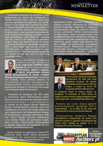 Zdjęcie w galerii na portalu naszraciborz.pl: Europejski Okrągły Stół ds. węgla - biuletyn informacyjny wiadomości z regionu