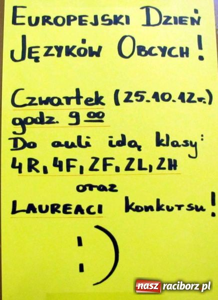 Zdjęcie w galerii na portalu naszraciborz.pl: Europejski Dzień Języków Obcych w Ekonomiku wiadomości z regionu