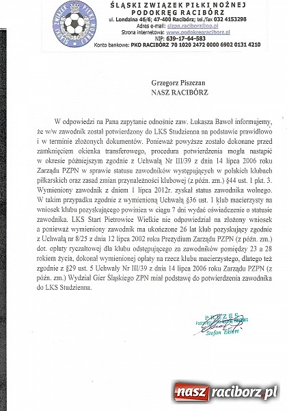 Zdjęcie w galerii na portalu naszraciborz.pl: Kącik statystyka futbolu cz. II wiadomości z regionu