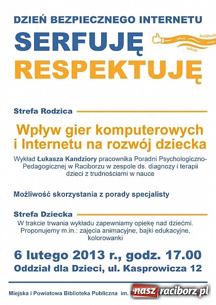 Zdjęcie w galerii na portalu naszraciborz.pl: Serfuję. Respektuję wiadomości z regionu